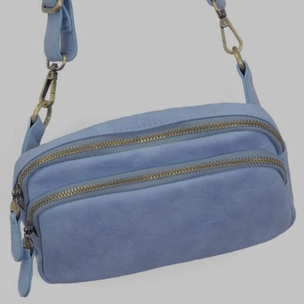 Joy Susan Purse Kylie Double Zip Sling Belt Bag Sky Blue